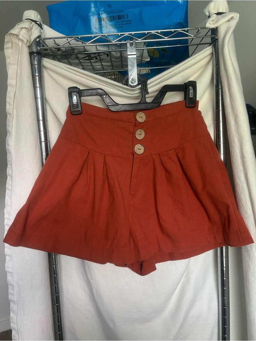 Haute Monde Rust Orange High-Waist Button-Front Skort